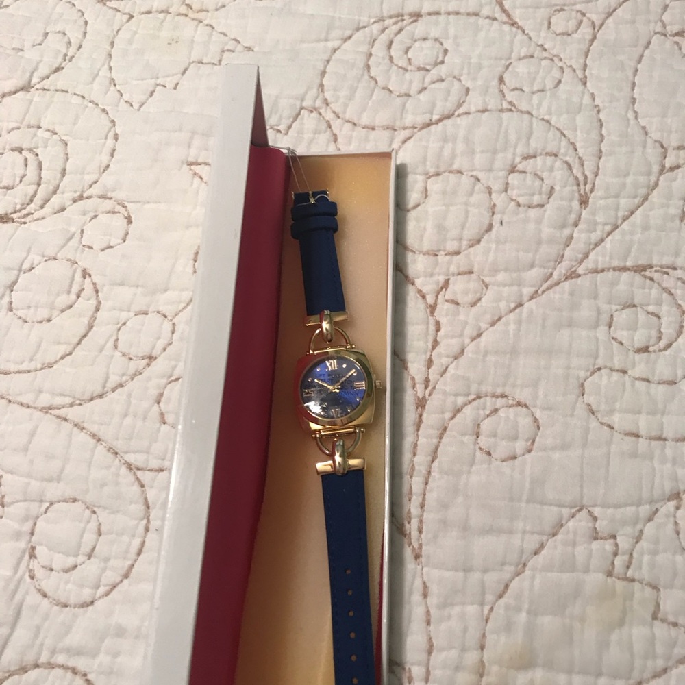 Issac mizrahi blue with gold accent watch